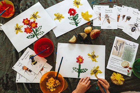 Bee Art with Potato Stamping!
