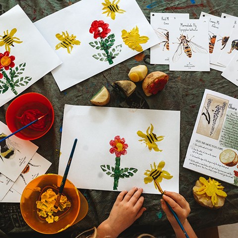 Bee Art with Potato Stamping!