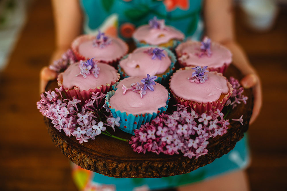 Vegan Cupcakes with Lilac Frosting