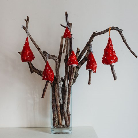 Cotton Baked Mushroom Ornaments!