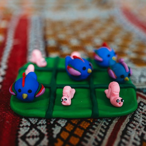 Fun Polymer Clay project for Kids: Birds and Worms Tic Tac Toe Game