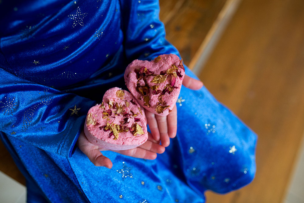 DIY Rose Petal Heart Bath Bombs