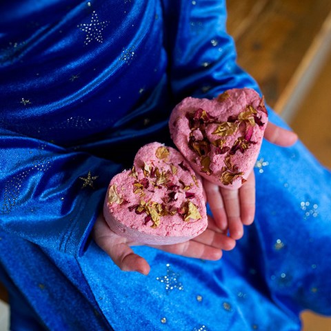 DIY Rose Petal Heart Bath Bombs