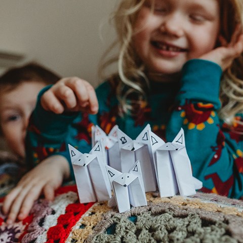 Make Your Own Origami Arctic Wolf Family